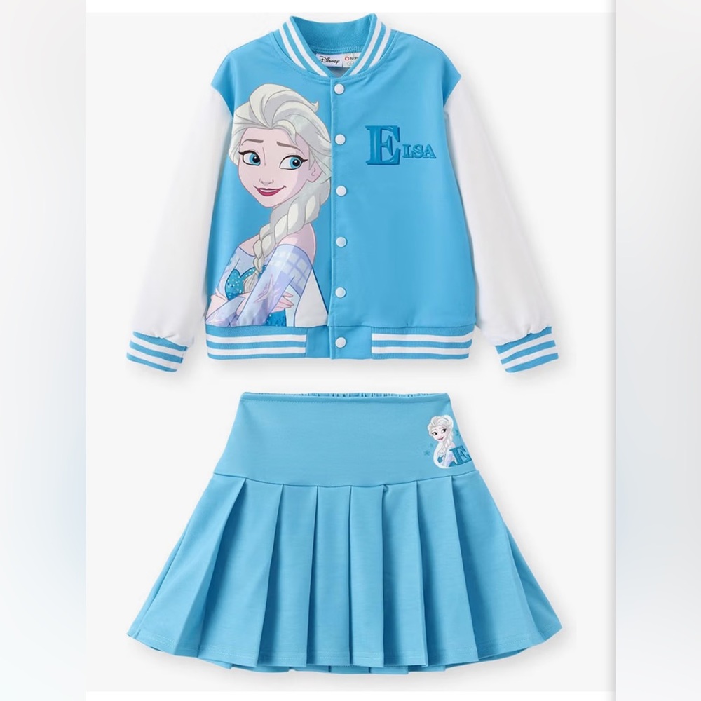 NWT Disney Girl Elsa Blue and White Jacket with Pleated Skirt